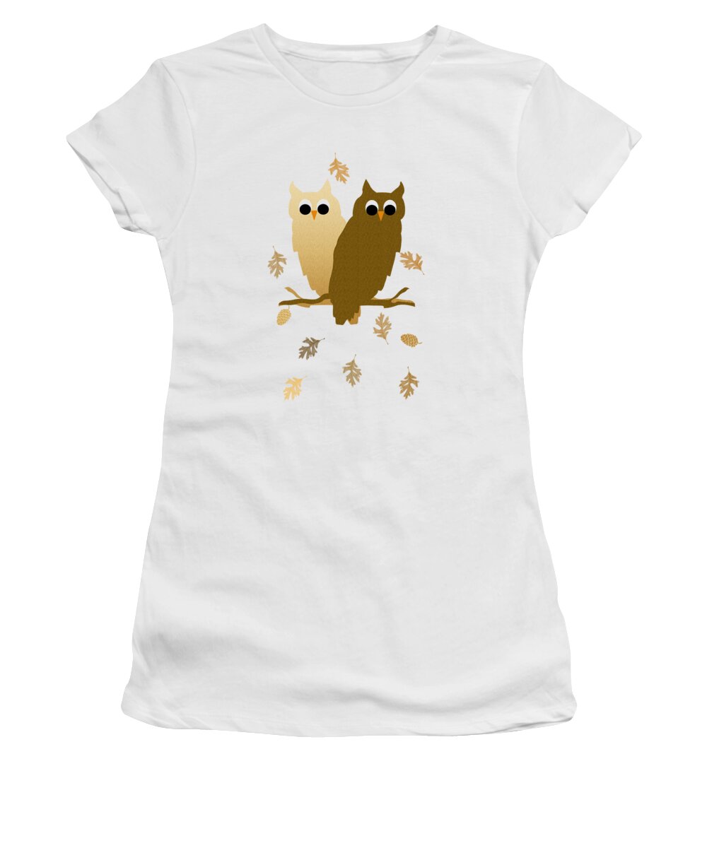 Owl Women's T-Shirt featuring the mixed media Owls Pattern Art by Christina Rollo