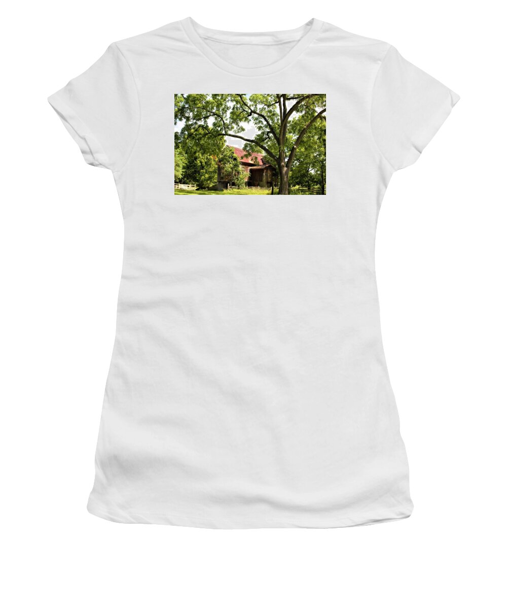Barn Women's T-Shirt featuring the photograph 0037 - Oxford Red III by Sheryl L Sutter