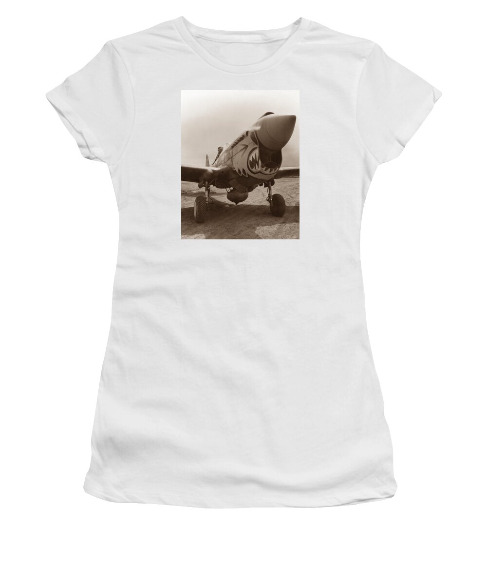 Ww2 Women's T-Shirt featuring the photograph P-40 Warhawk - World War 2 by War Is Hell Store