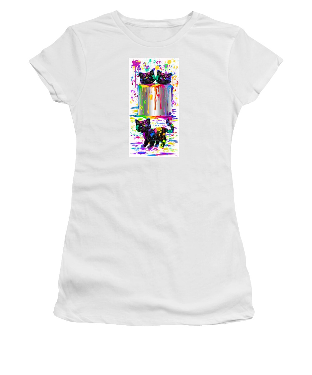 Cats Women's T-Shirt featuring the painting Painting Pals by Nick Gustafson