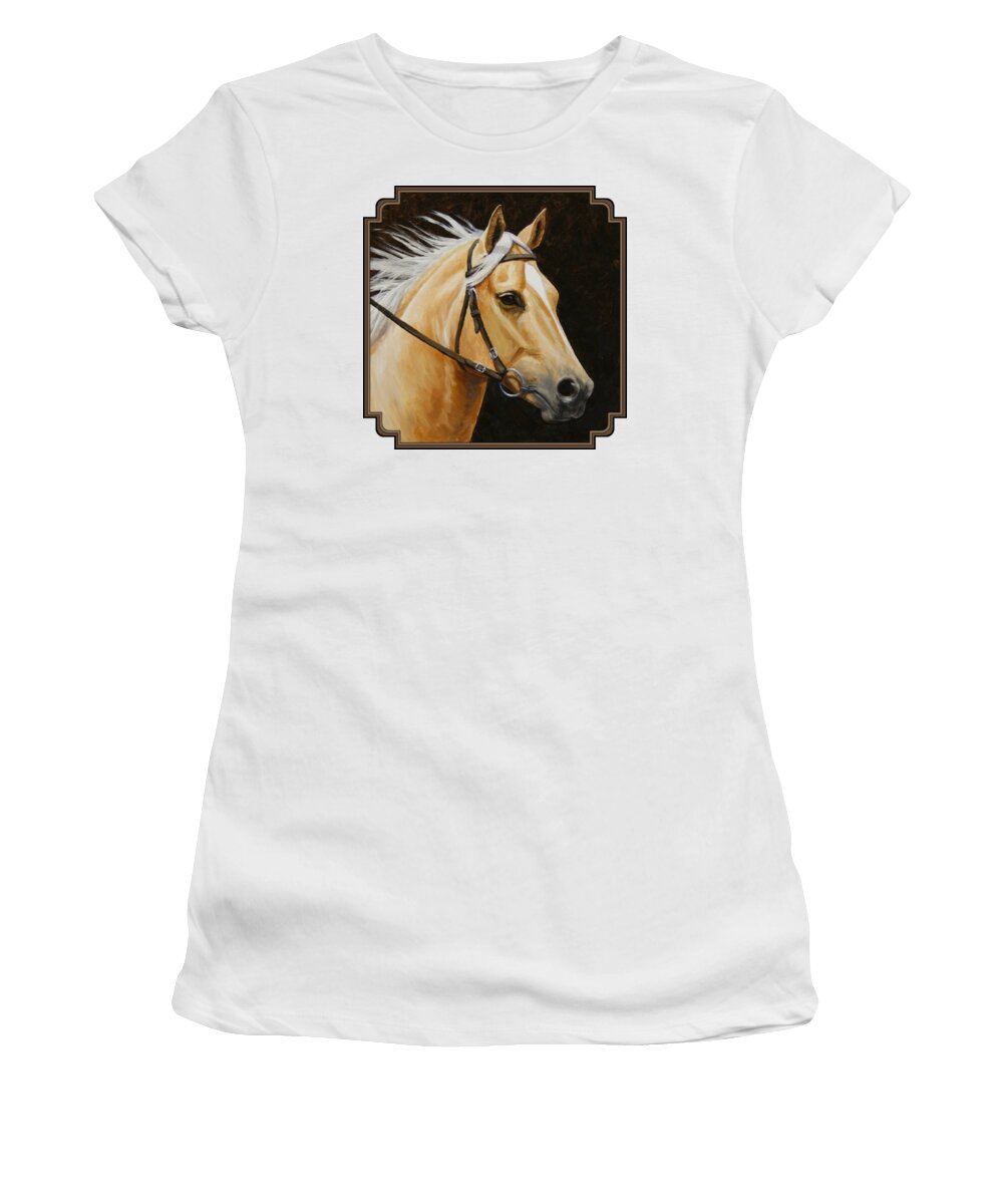 Horse Women's T-Shirt featuring the painting Palomino Horse Portrait by Crista Forest