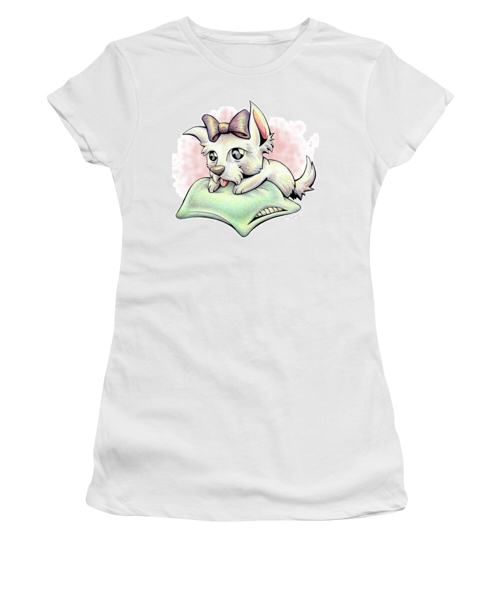 Puppy Women's T-Shirt featuring the drawing PAMPERED West Highland Terrier by Sipporah Art and Illustration