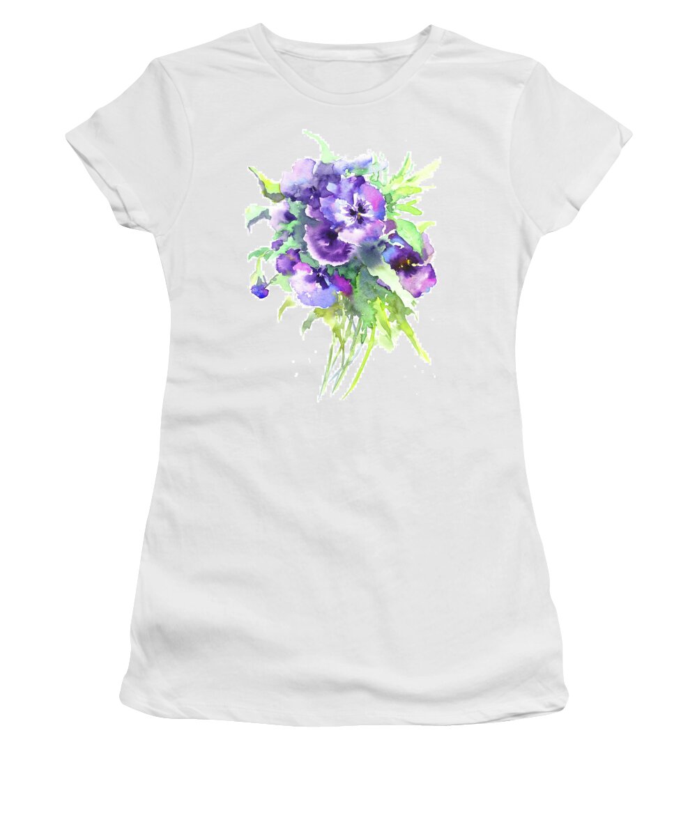 Pansy Women's T-Shirt featuring the painting Pansy by Suren Nersisyan