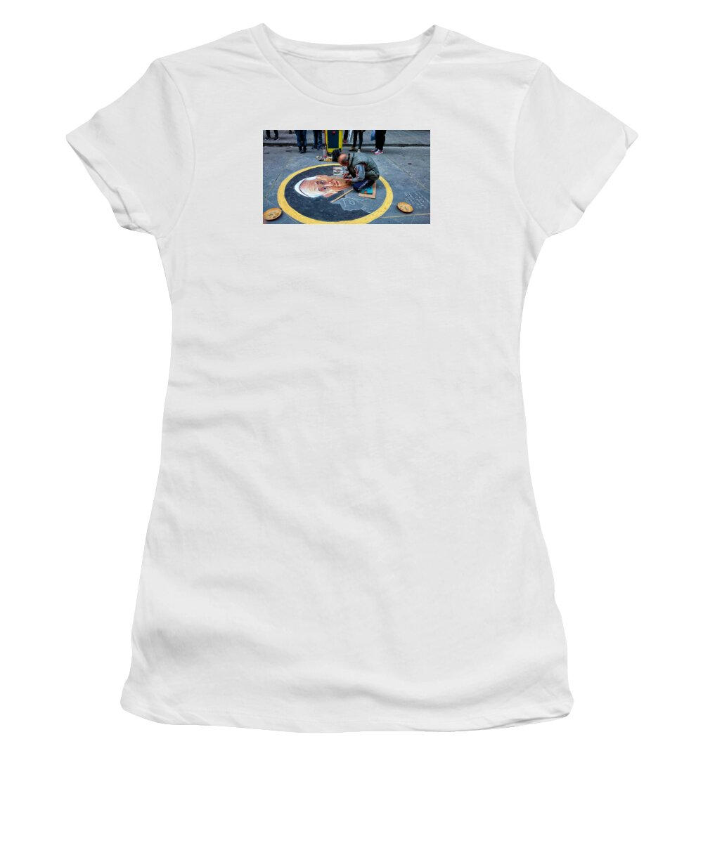 Papa Women's T-Shirt featuring the photograph Papa Francesco's Street Portrait by Weir Here And There