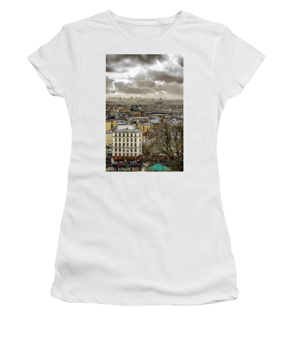 Basilica Women's T-Shirt featuring the photograph Paris as Seen from the Sacre-Coeur by Pablo Lopez