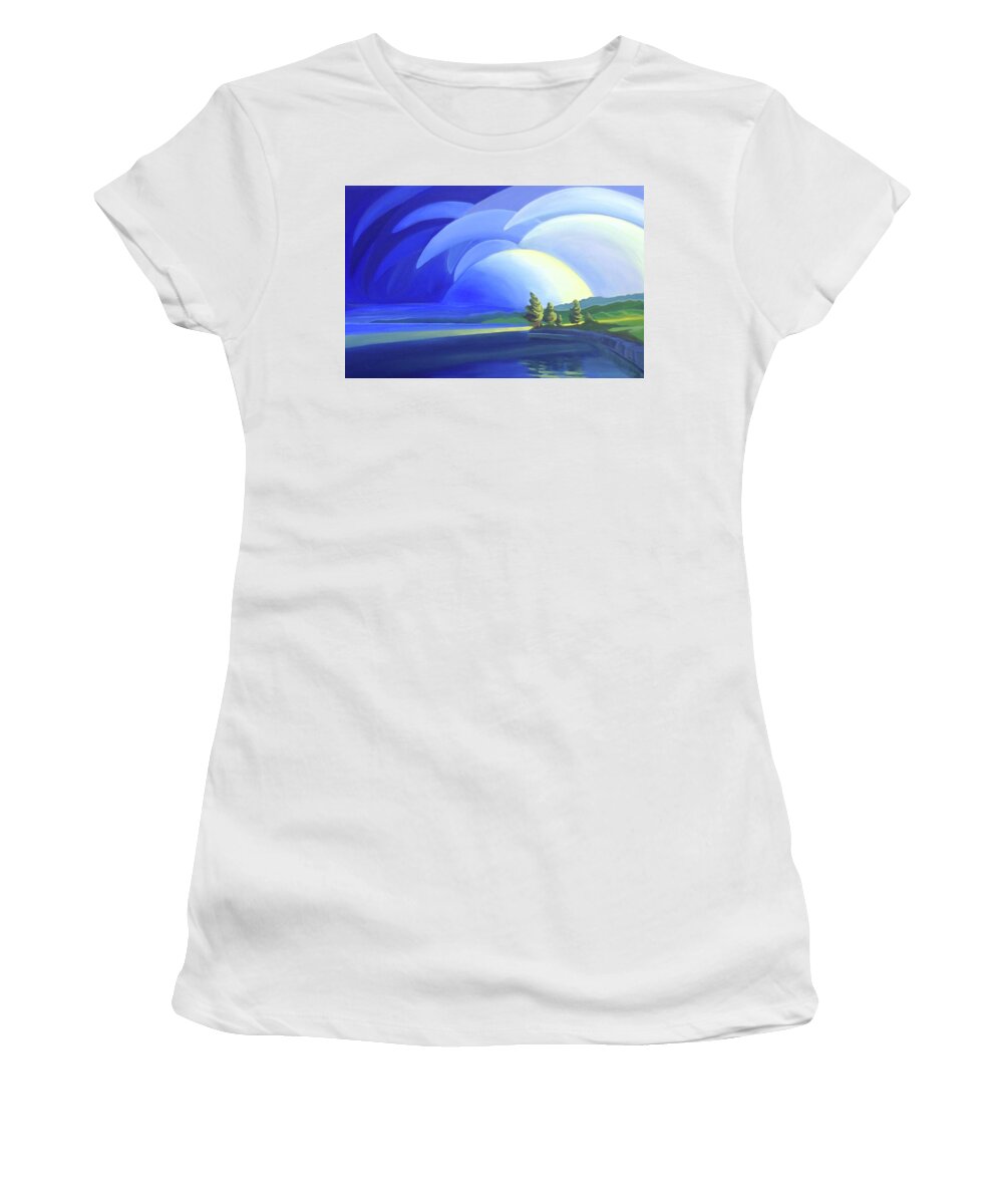 Group Of Seven Women's T-Shirt featuring the painting Passing Storm by Barbel Smith