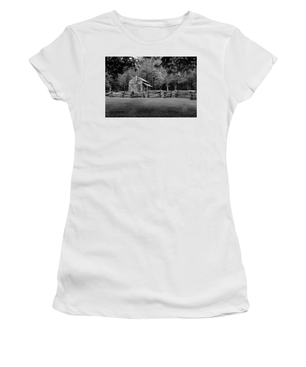 Cades Cove Women's T-Shirt featuring the photograph Passing Through The Cove by Mike Eingle