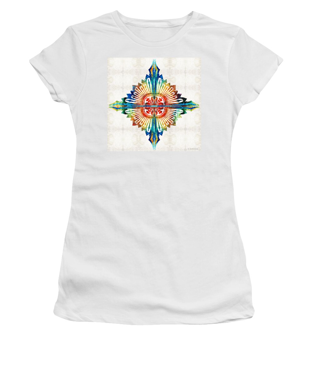 Mandala Women's T-Shirt featuring the painting Pattern Art - Color Fusion Design 1 By Sharon Cummings by Sharon Cummings