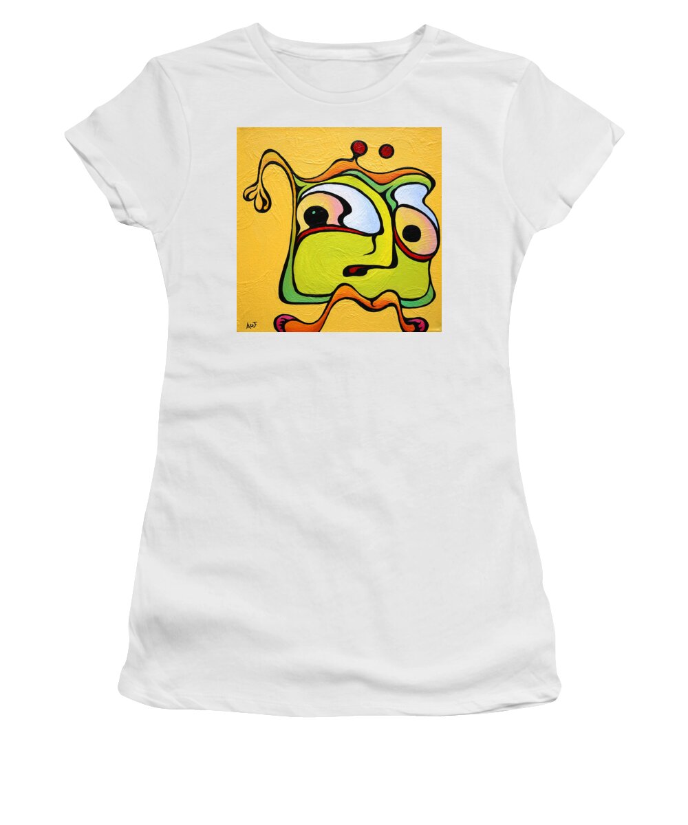 Yellow Women's T-Shirt featuring the painting Paul My Finger by Amy Ferrari