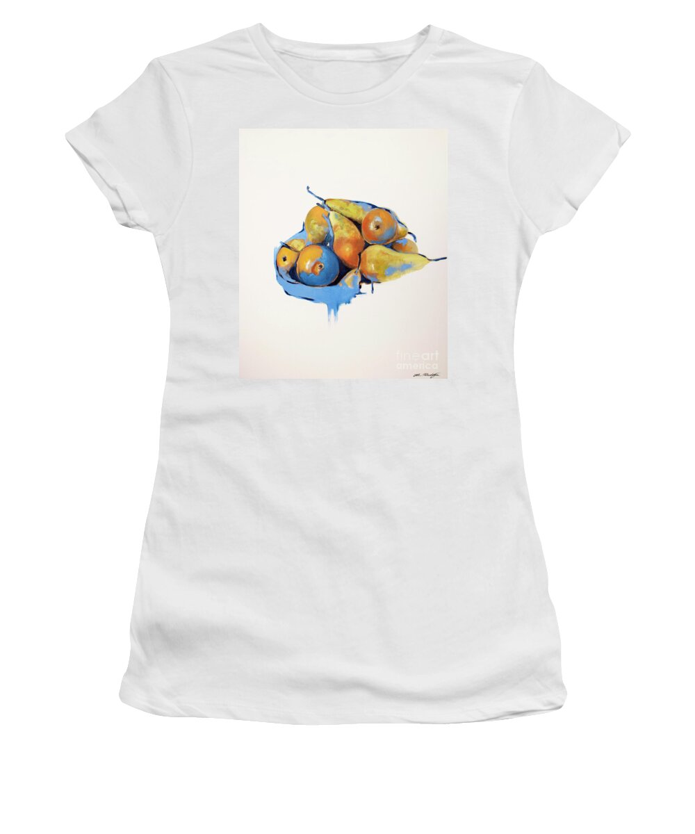 Lin Petershagen Women's T-Shirt featuring the painting Pears by Lin Petershagen
