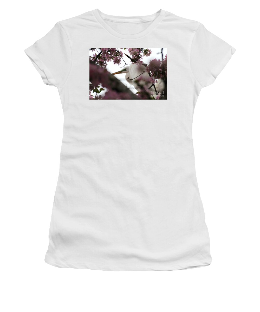 Egret Women's T-Shirt featuring the photograph Peek a Boo by Sandra Updyke