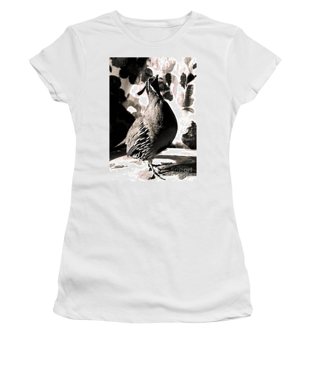 Nature Women's T-Shirt featuring the photograph Peepsight the Quail by Christopher Plummer