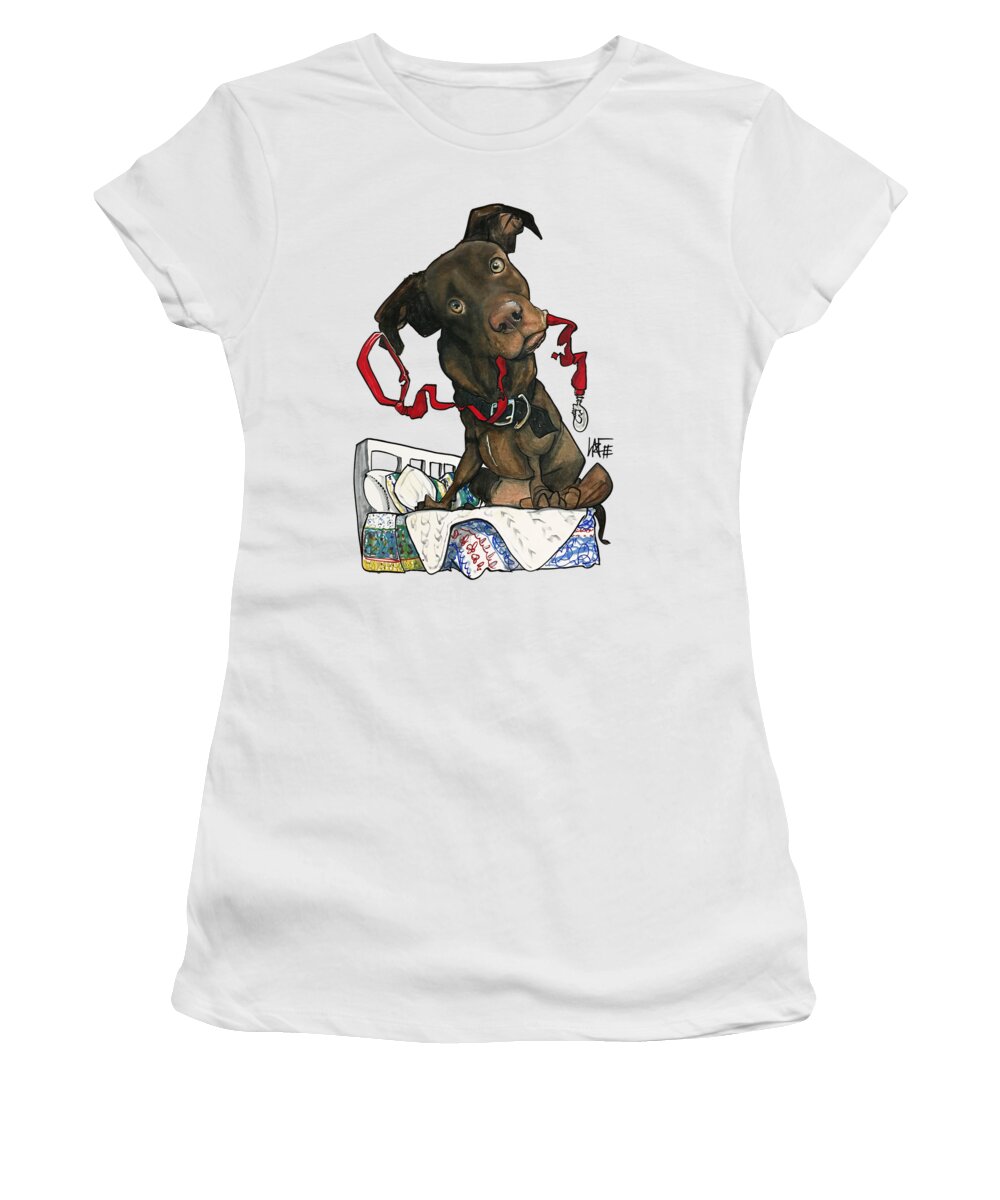 Pet Portrait Women's T-Shirt featuring the drawing Peterson 3105 by Canine Caricatures By John LaFree