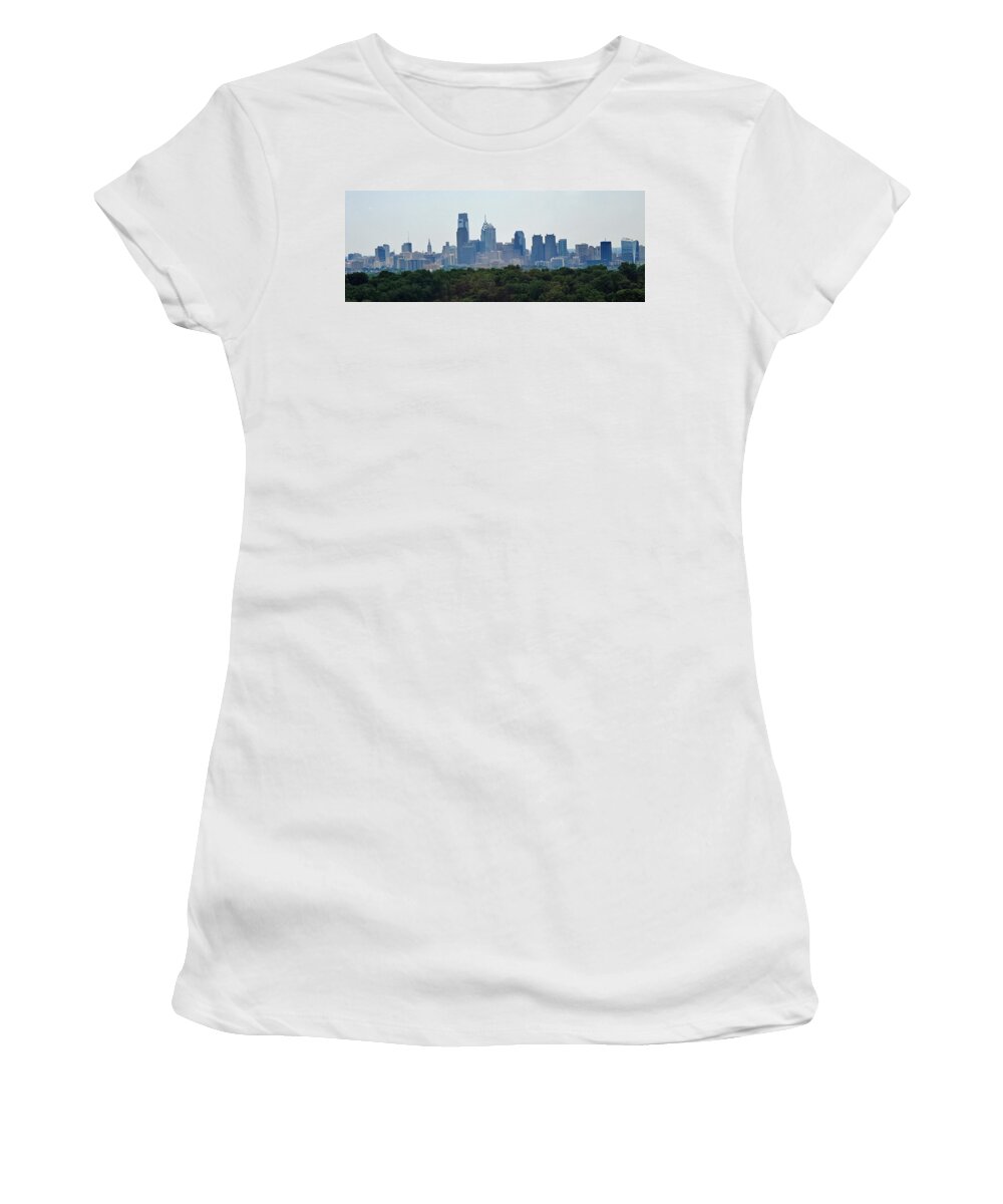 Philadelphia Women's T-Shirt featuring the photograph Philadelphia Green Skyline by Ian MacDonald