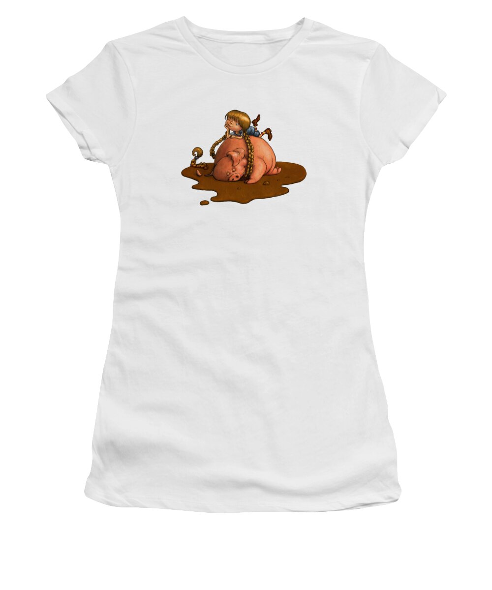 Pig Women's T-Shirt featuring the digital art Pig Tales by Andy Catling