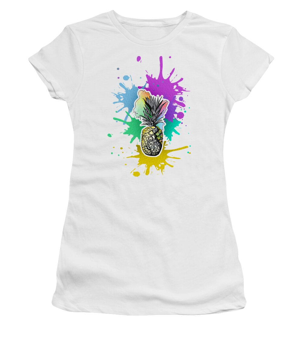 Fruit Women's T-Shirt featuring the mixed media Pineapple by DuDess DuDe