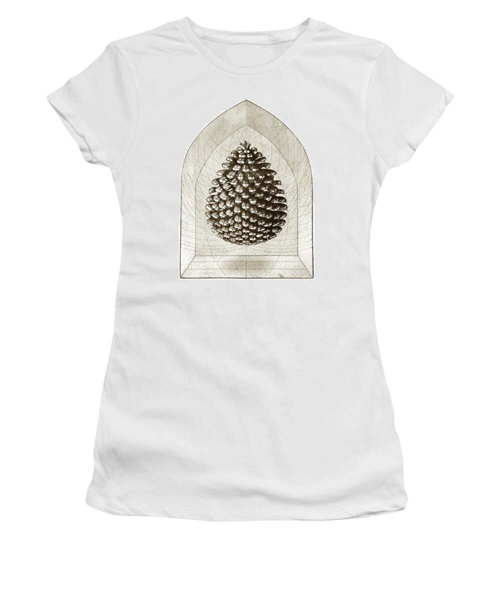 Charles Harden Women's T-Shirt featuring the drawing Pine Cone by Charles Harden