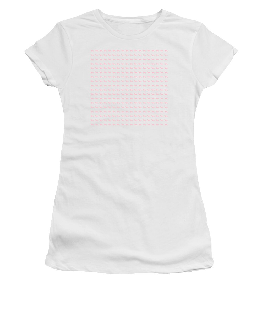 Pink Dachshunds Women's T-Shirt featuring the digital art Pink Dachsunds by Leah McPhail
