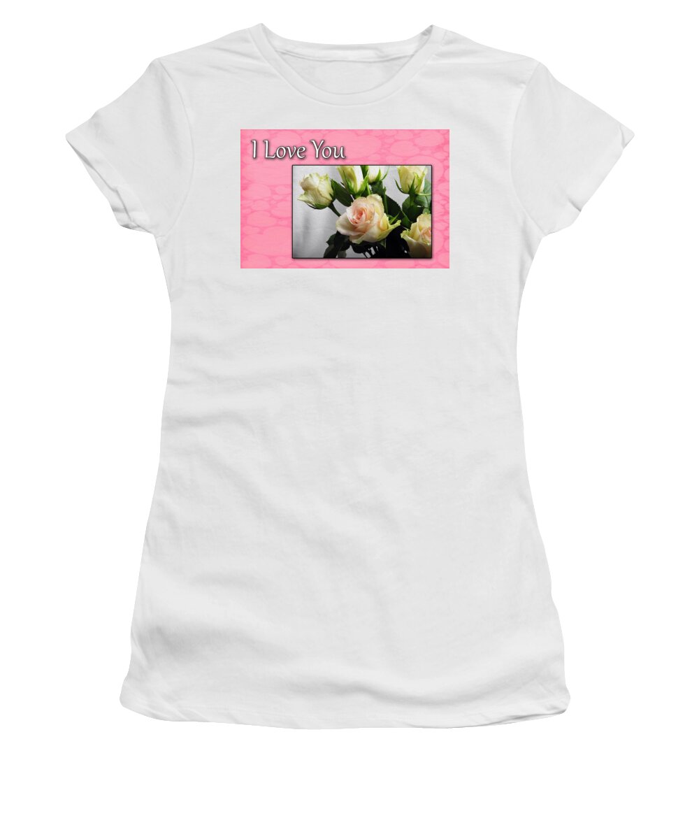 Heart Women's T-Shirt featuring the photograph Pink Rose for Valentine by Randi Grace Nilsberg