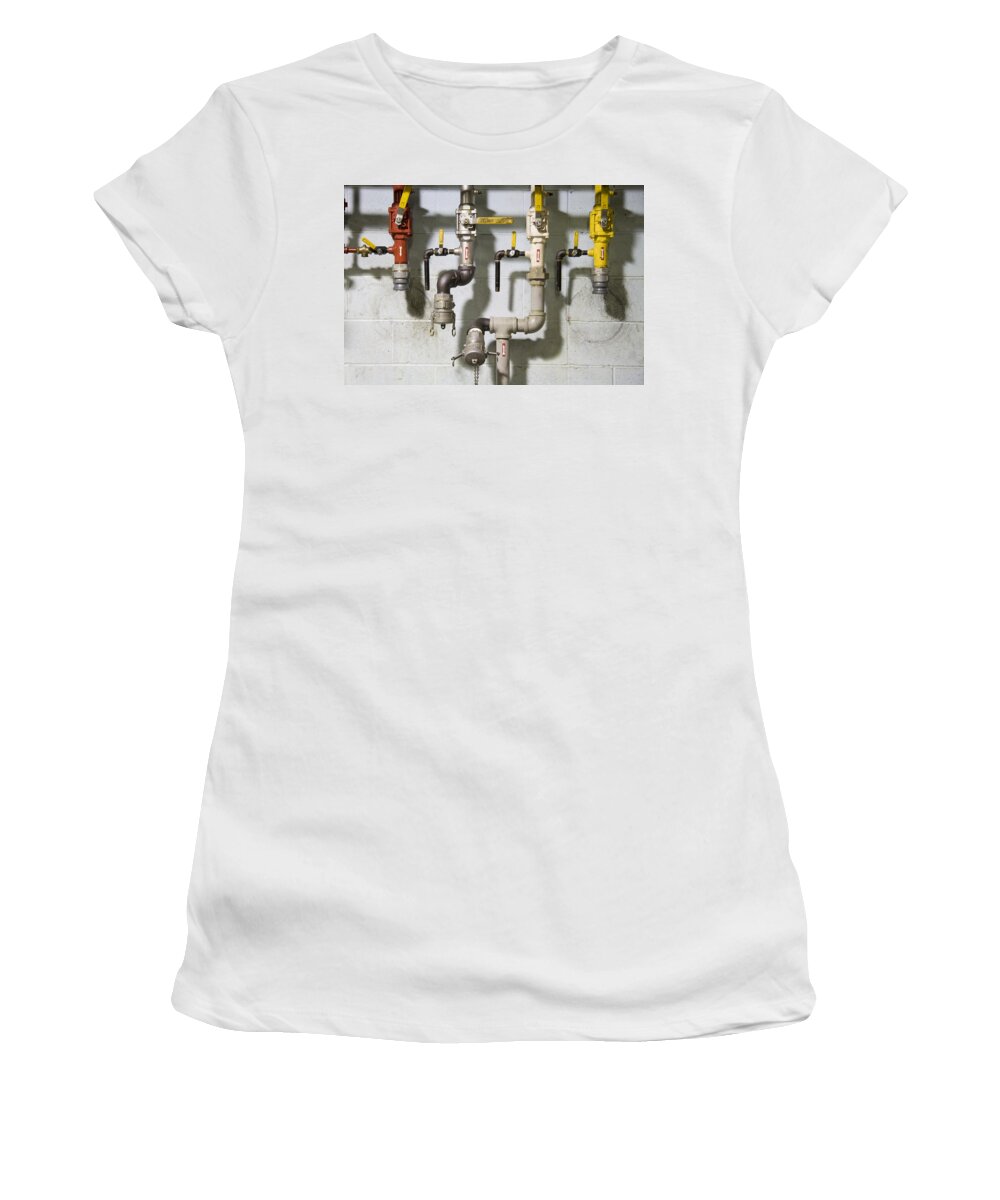Pipes Women's T-Shirt featuring the photograph Pipes and valves by Alexey Stiop