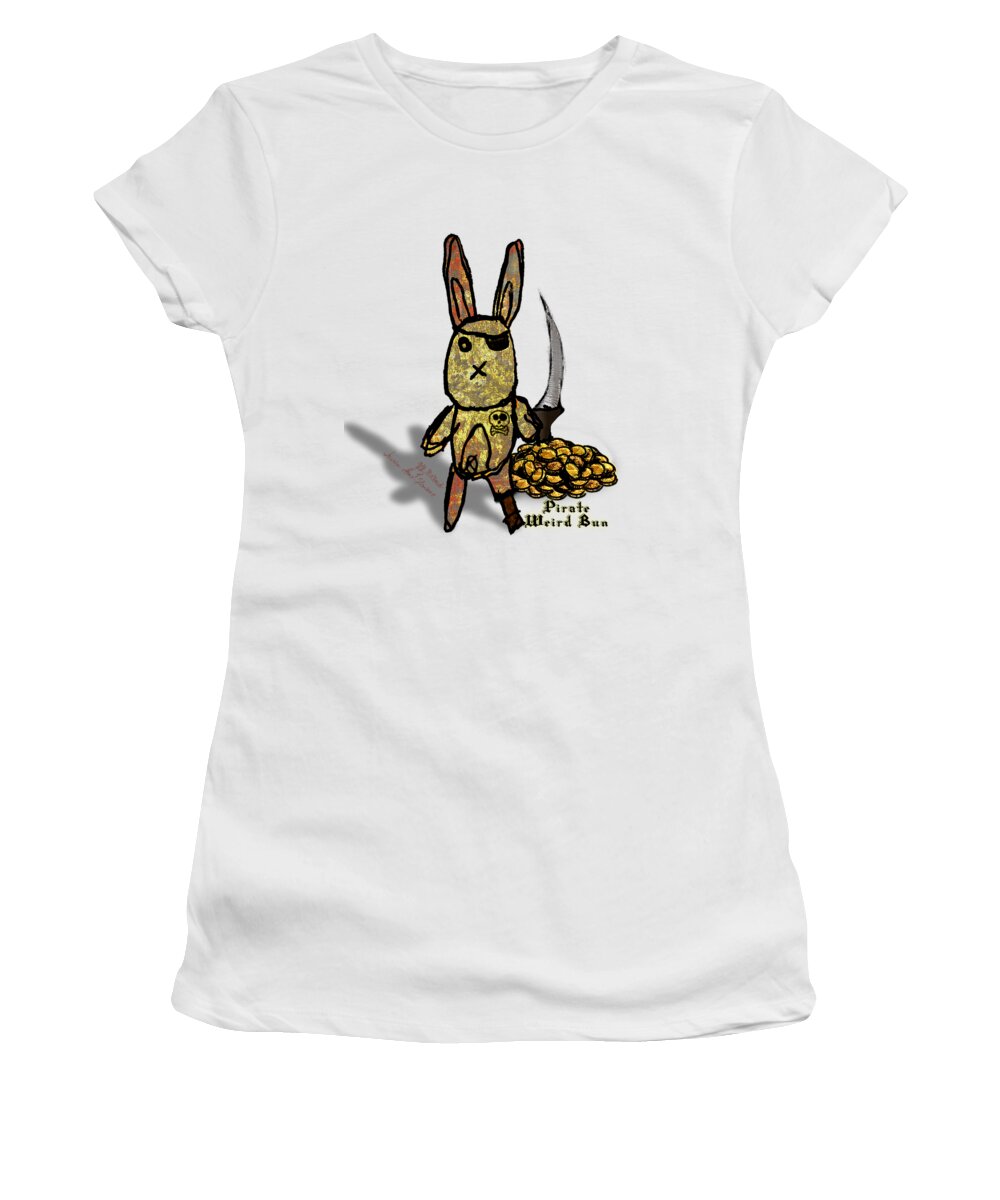Bunny Women's T-Shirt featuring the digital art Pirate Weird Bun by Iowan SF and Ntr HMM
