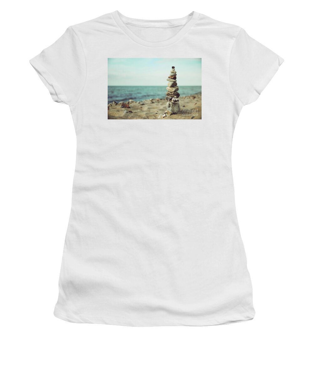 Stones Women's T-Shirt featuring the photograph Poised by Hannes Cmarits