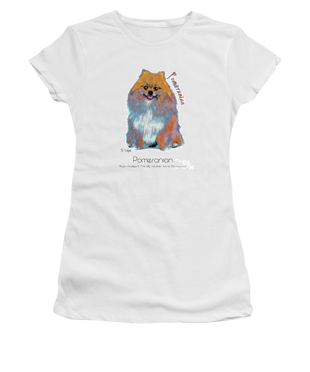 Pomeranian Women's T-Shirt featuring the digital art Pomeranian Pop Art by Tim Wemple