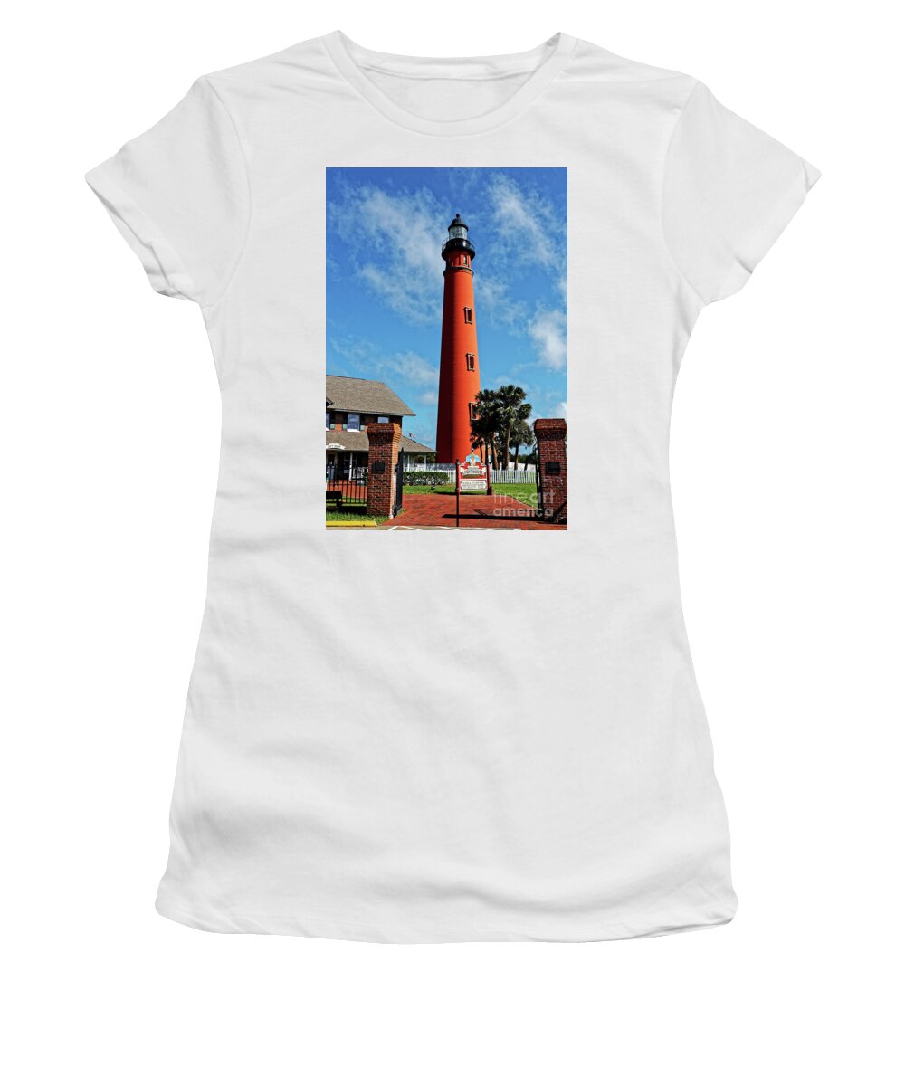 Ponce Inlet Women's T-Shirt featuring the photograph Ponce Inlet Light by Paul Mashburn