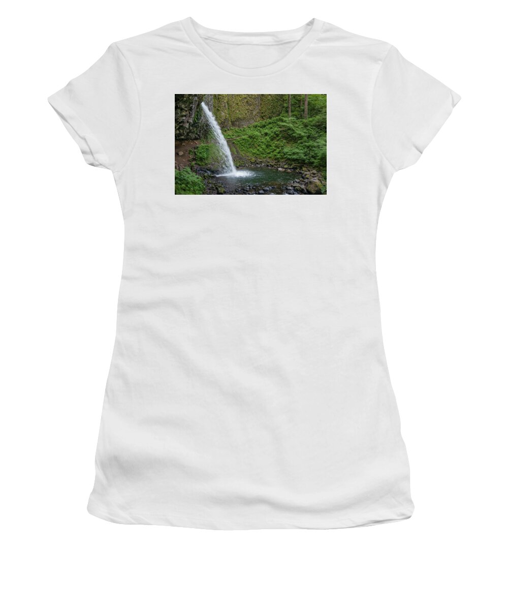 Ponytail Falls Women's T-Shirt featuring the photograph Ponytail Falls by Greg Nyquist