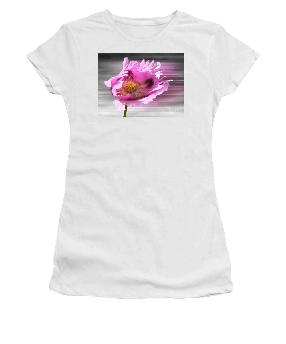 Lavendar Women's T-Shirt featuring the photograph Poppy in the Wind by Jennie Breeze