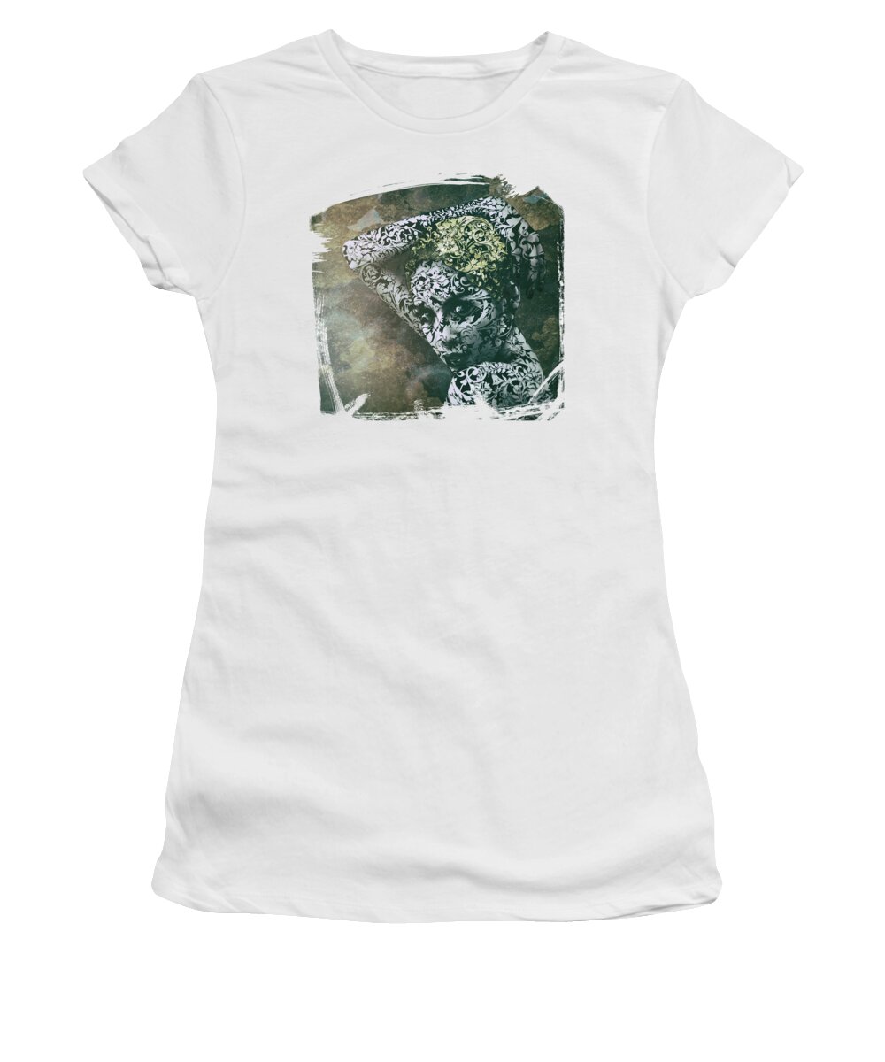 Abstract Portrait Surreal Dream Fantasy Women's T-Shirt featuring the digital art Porcelain Stare by Katherine Smit