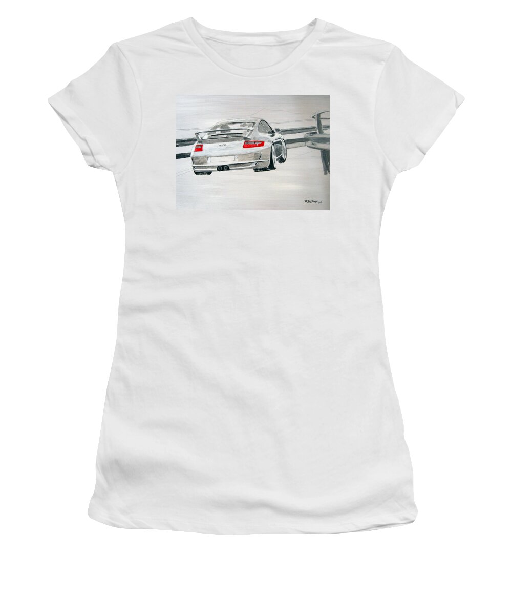 Porsche Gt3 Women's T-Shirt featuring the painting Porsche GT3 by Richard Le Page