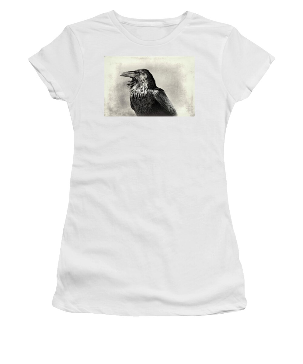 Texture Women's T-Shirt featuring the photograph Portrait of a Raven by Norma Warden