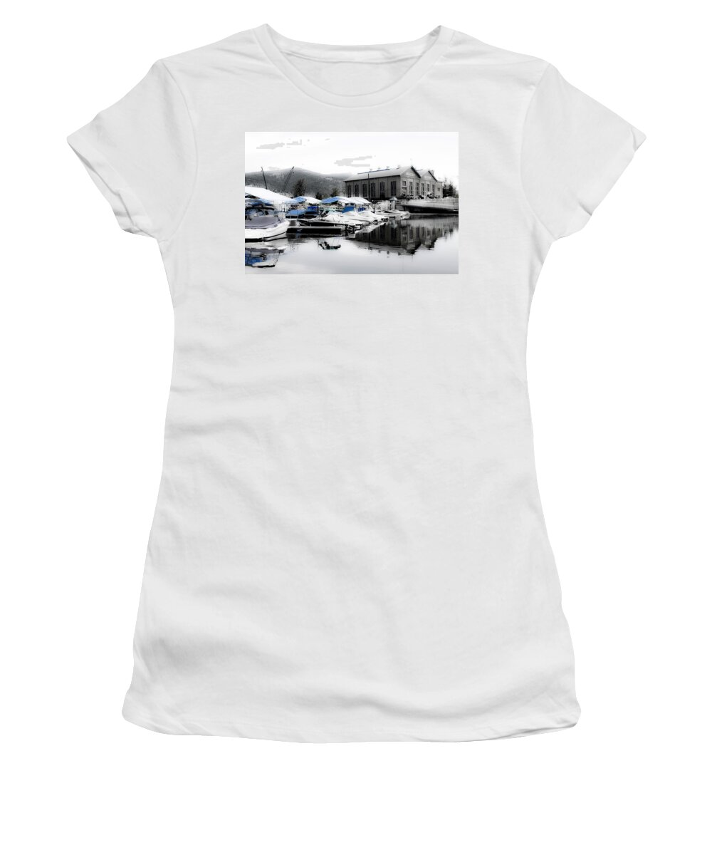 Sandpoint Women's T-Shirt featuring the photograph Power House and Marina by Lee Santa