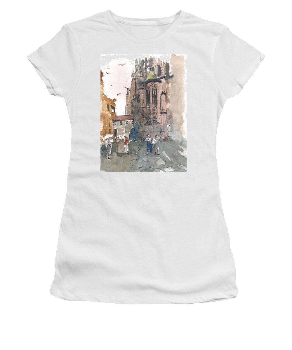 Landscape Women's T-Shirt featuring the painting Prague 4 by Gaston McKenzie
