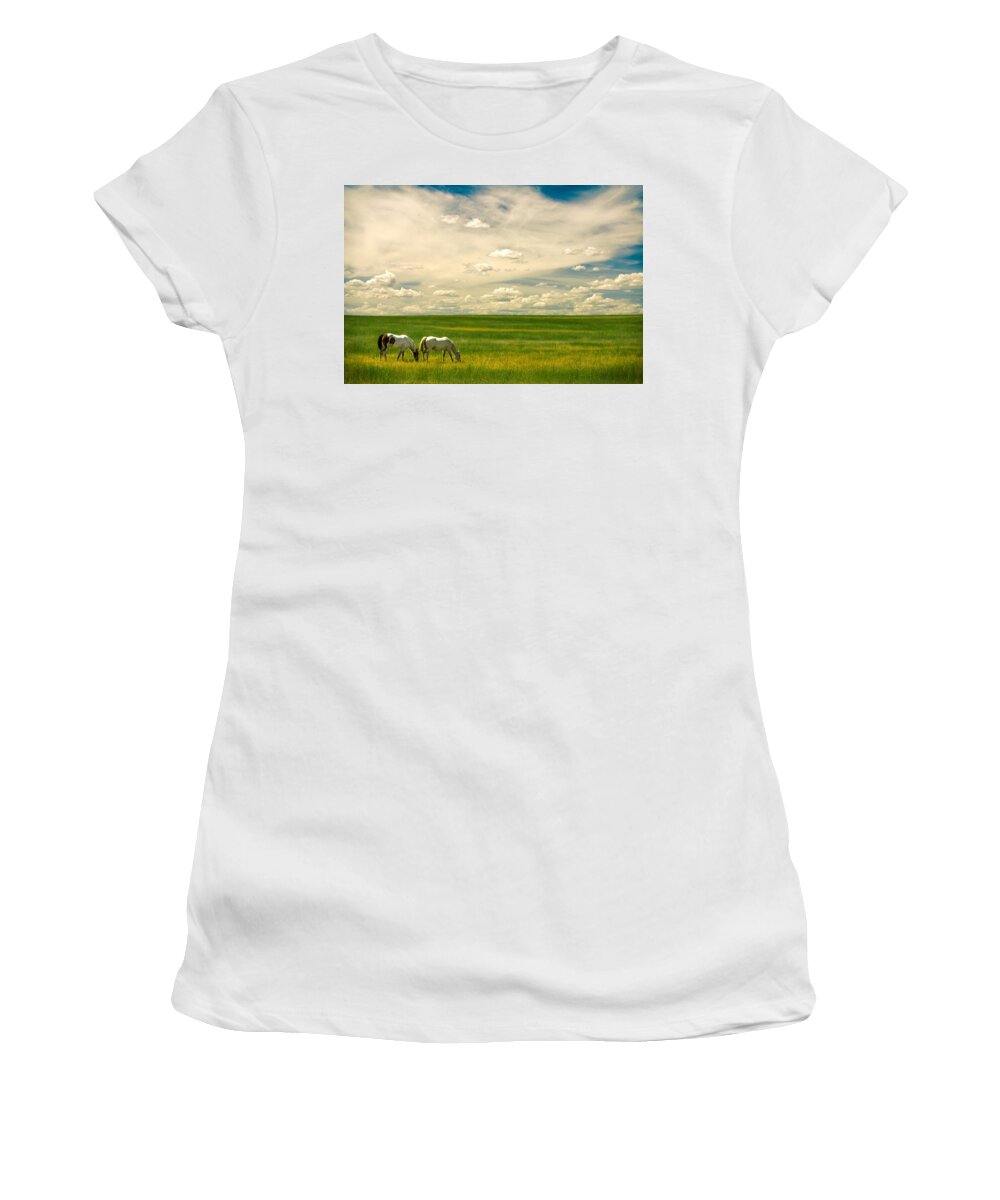 Horses Women's T-Shirt featuring the photograph Prairie Horses by Todd Klassy