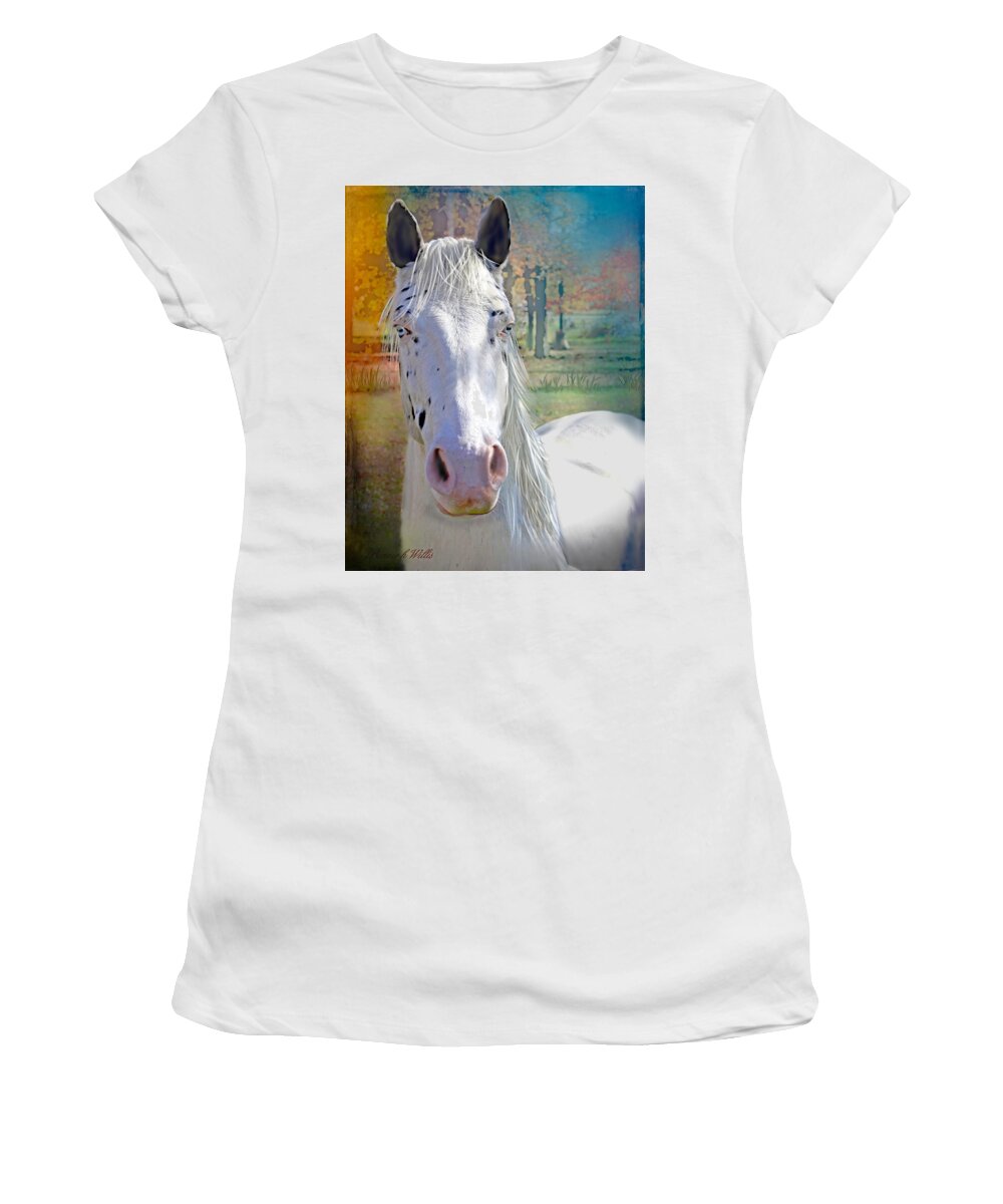 Rare Blue Eyed Horse Women's T-Shirt featuring the photograph Pretty Eyes by Bonnie Willis