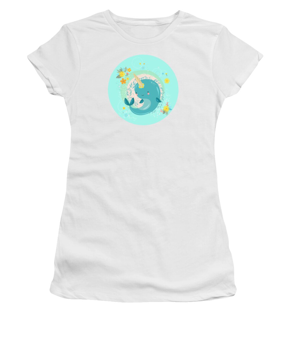 Painting Women's T-Shirt featuring the painting Pretty Princess Narwhal by Little Bunny Sunshine