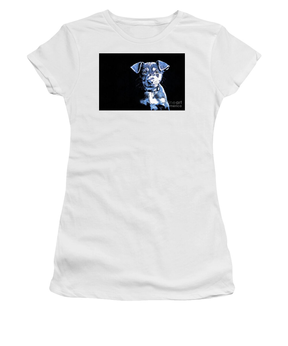 Graphic Women's T-Shirt featuring the drawing Puppy Dog Graphic Novel by Edward Fielding