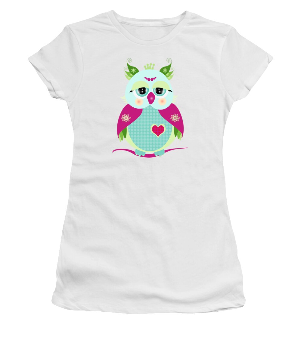 Bird Women's T-Shirt featuring the digital art Purple Owl by Isabel Salvador