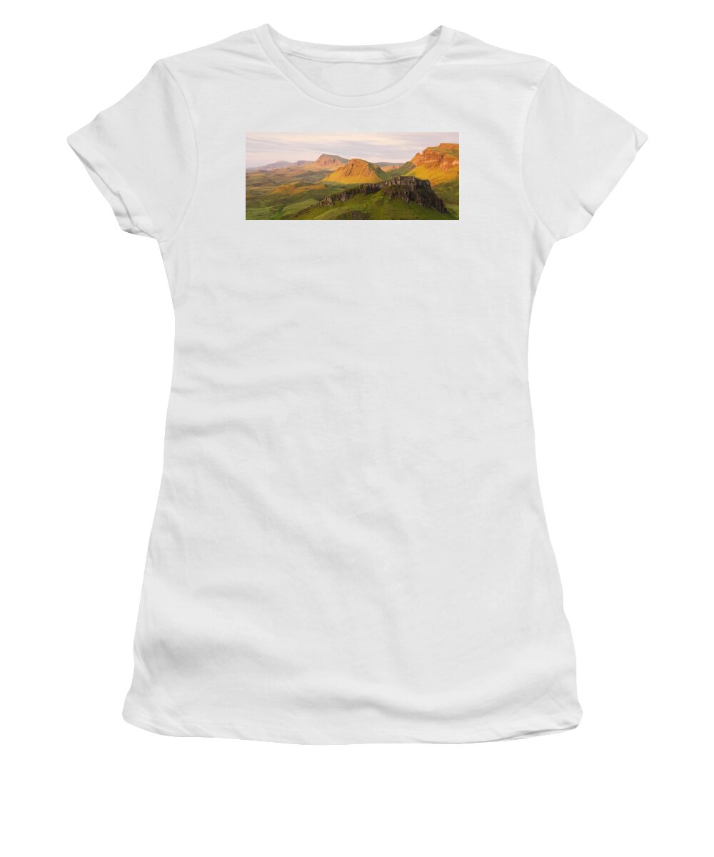 Isle Of Skye Women's T-Shirt featuring the photograph Quiraing Panorama by Stephen Taylor