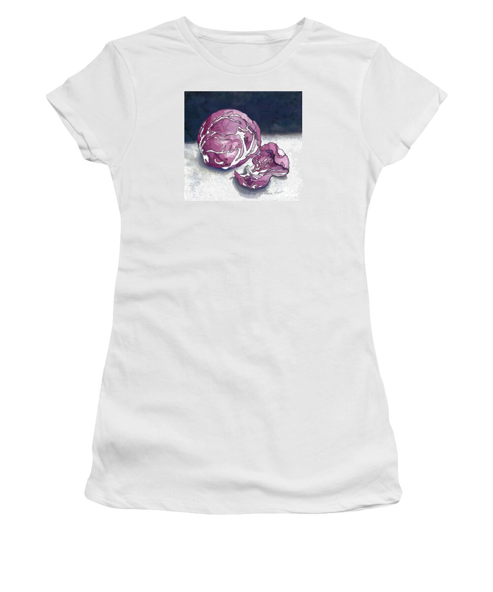 Vegetable Women's T-Shirt featuring the painting Radicchio After Dark by Maria Hunt