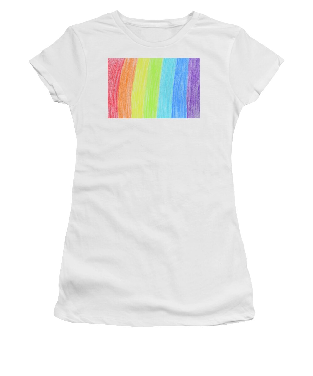 Rainbow Women's T-Shirt featuring the photograph Rainbow crayon drawing by GoodMood Art