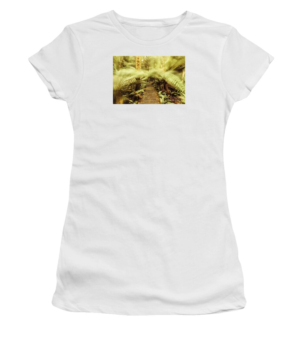 Blurred Women's T-Shirt featuring the photograph Rainforest walk by Jorgo Photography