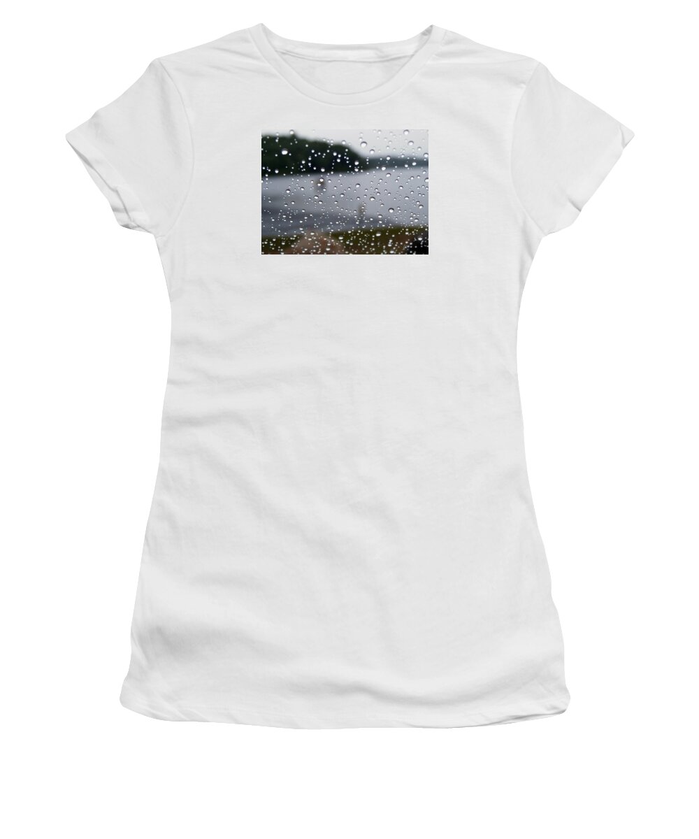 Rain Women's T-Shirt featuring the photograph Rainy Day At The Lake by Wolfgang Schweizer