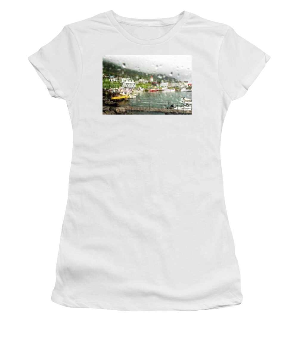 Iceland Women's T-Shirt featuring the photograph Rainy Day In Siglufjorour by Tom Singleton