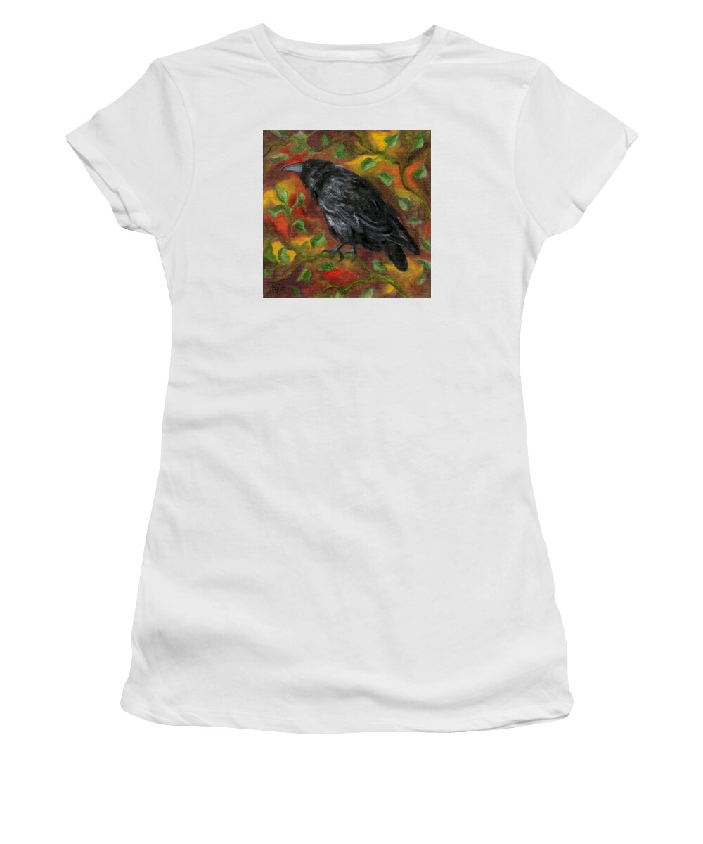 Autumn Women's T-Shirt featuring the painting Raven in Autumn by FT McKinstry