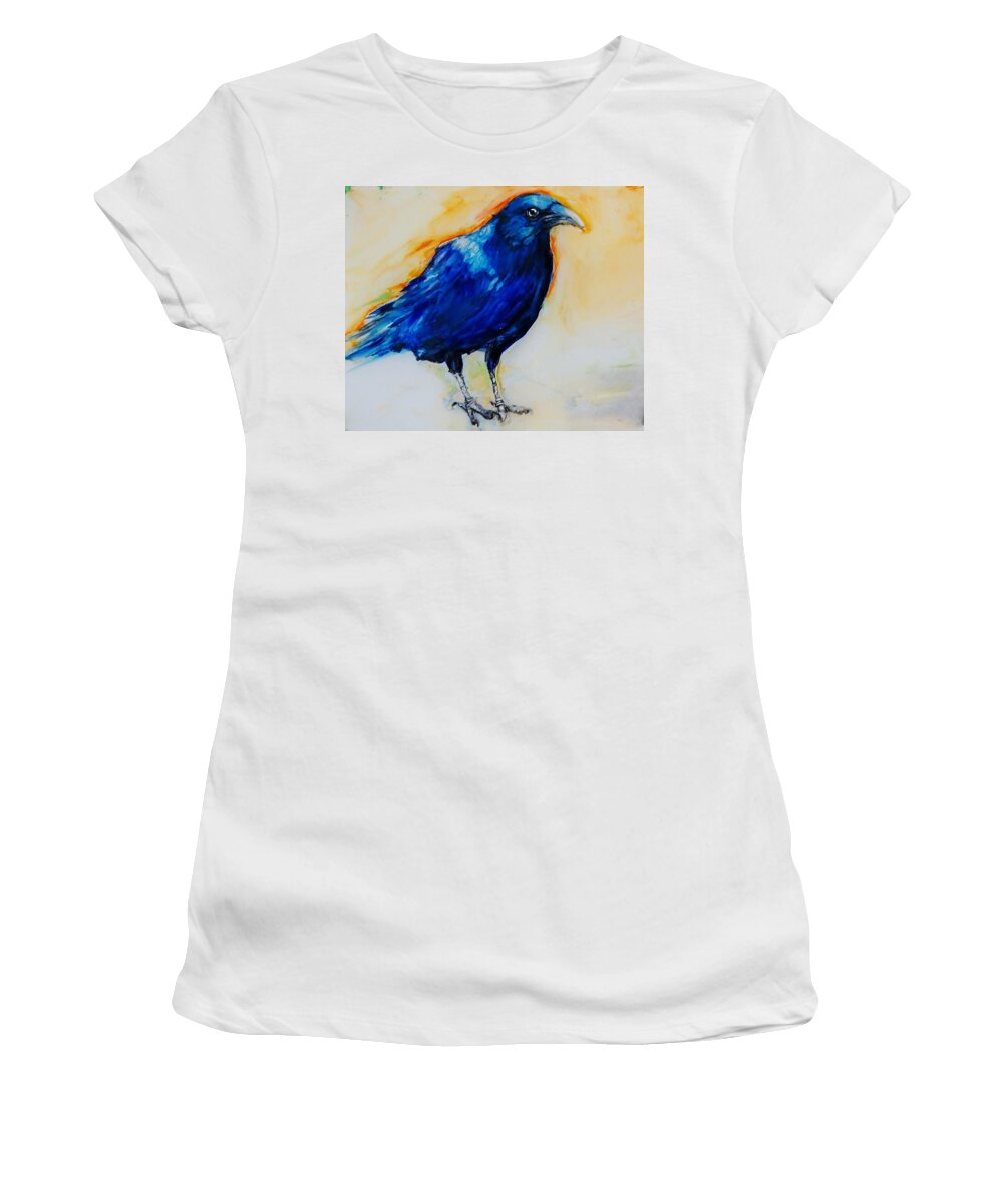 Raven Women's T-Shirt featuring the painting Crow by Jean Cormier