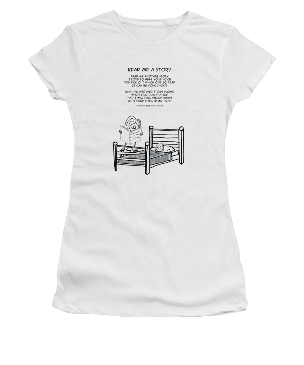 Read Women's T-Shirt featuring the drawing Read Me a Story by John Haldane