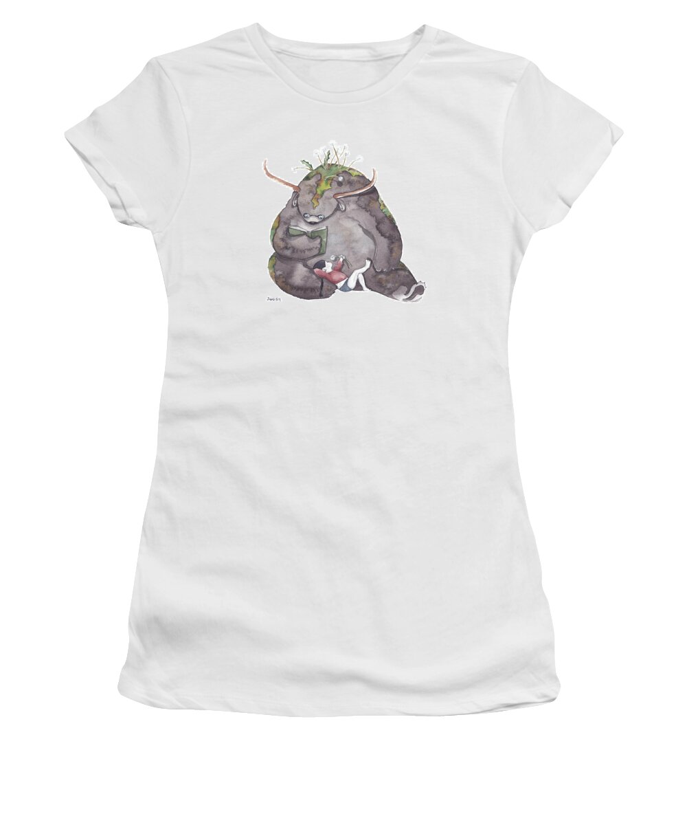 Art Women's T-Shirt featuring the painting Reading time by Soosh 